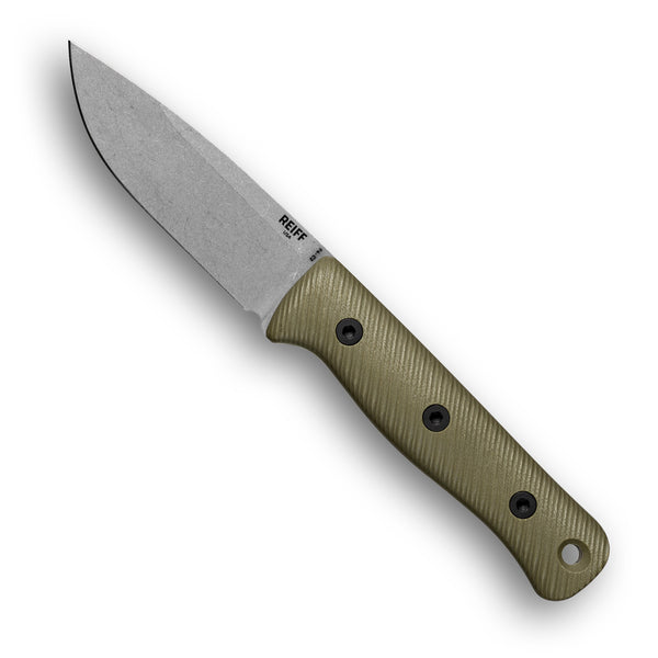 F4 GEN2 Bushcraft Survival Knife (CPM 3V, Stonewash, OD Green G10