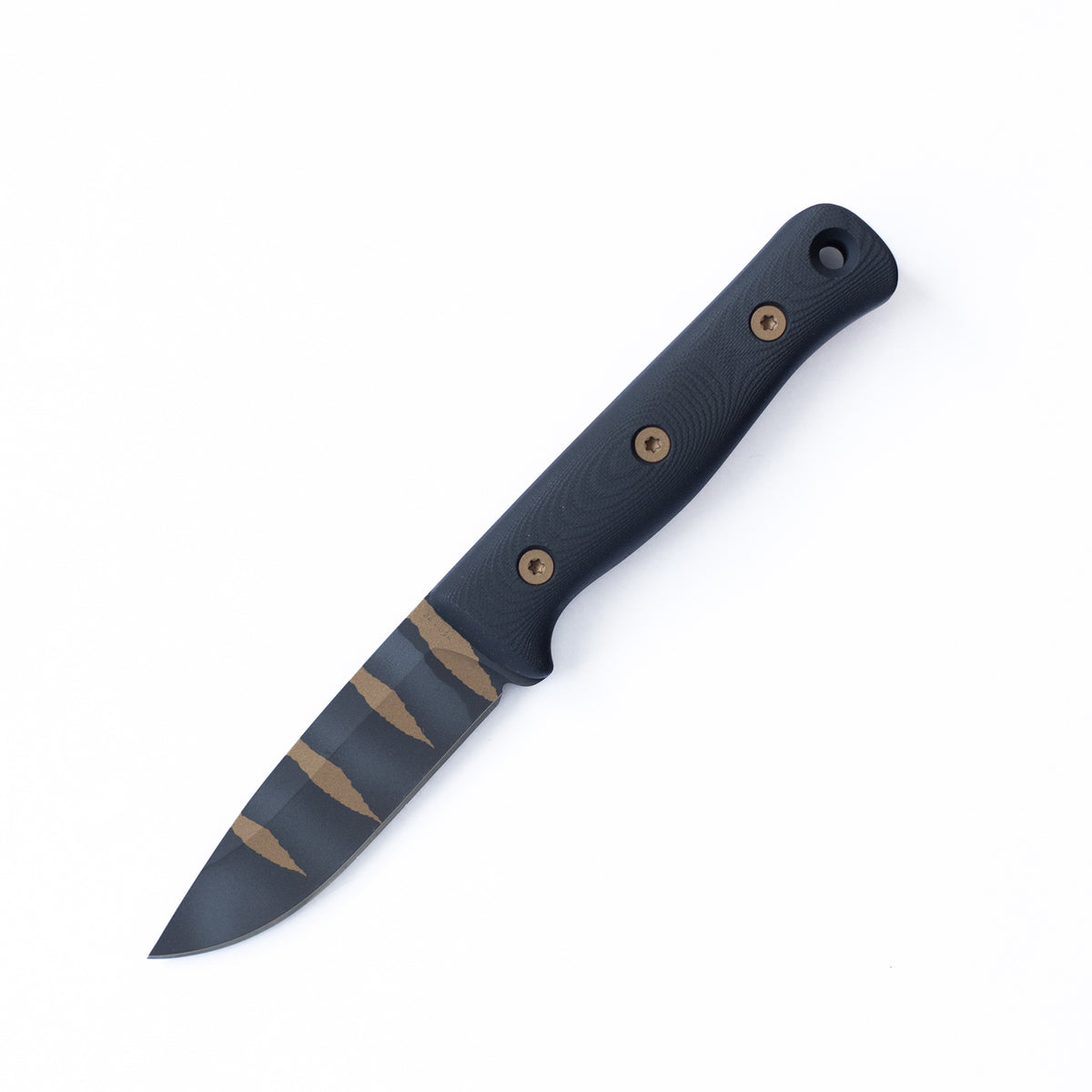 F4 Bushcraft Survival Knife (Limited Edition Rip Torn Blade, CPM 3V, Black G10)