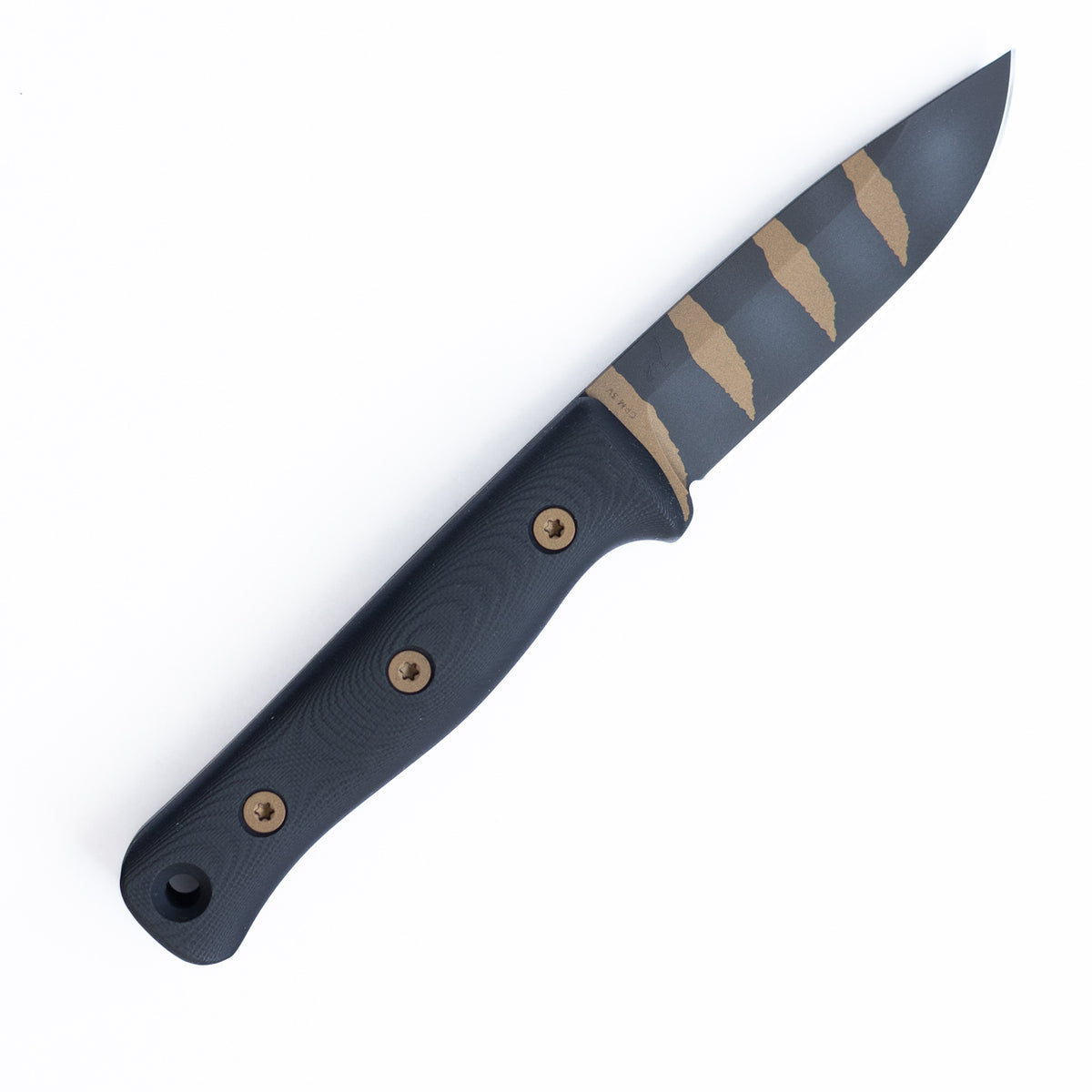 F4 Bushcraft Survival Knife (Limited Edition Rip Torn Blade, CPM 3V, Black G10)