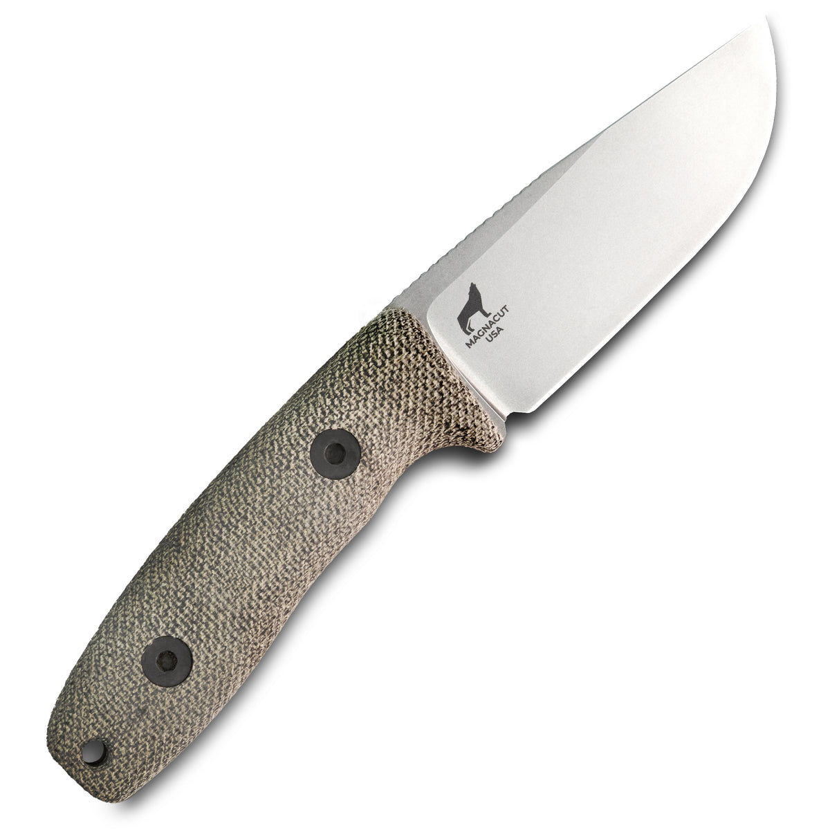Circadian Clip Point EDC Fixed Blade Knife (CPM MagnaCut, Stonewash, Green Canvas Micarta)