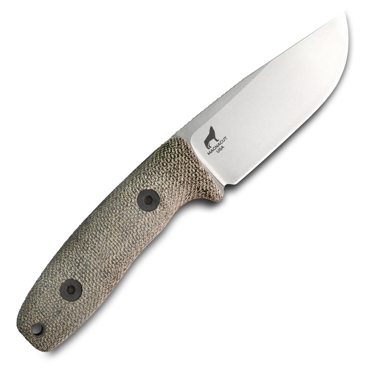 Circadian Clip Point EDC Fixed Blade Knife (CPM MagnaCut, Stonewash, Green Canvas Micarta)