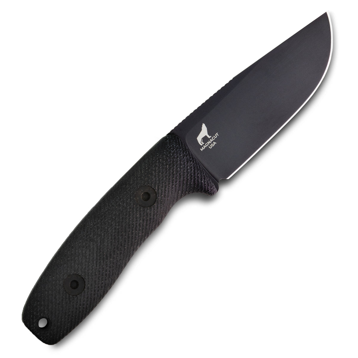 Circadian Clip Point EDC Fixed Blade Knife (CPM MagnaCut, Black DLC, Black Canvas Micarta)