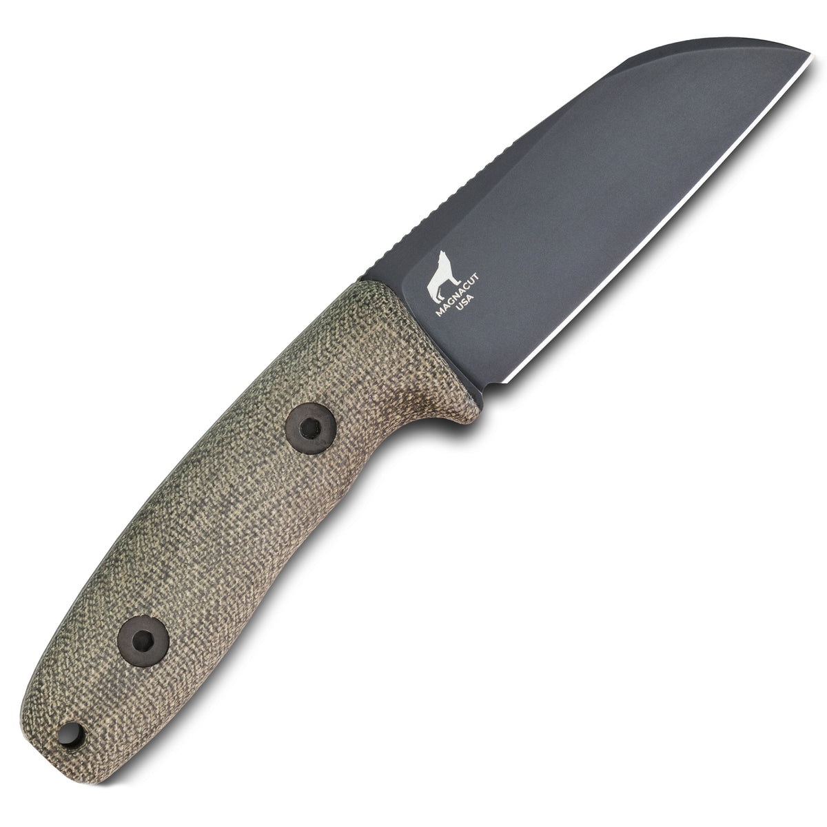 Circadian Sheepsfoot EDC Fixed Blade Knife (CPM MagnaCut, Black DLC, Green Canvas Micarta)