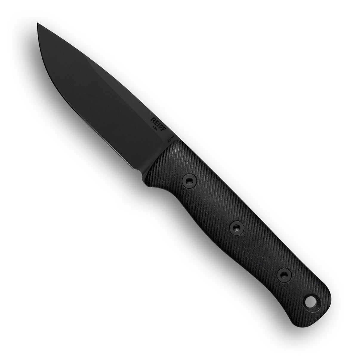 F4 GEN2 Bushcraft Survival Knife (CPM 3V, Black DLC, Black Canvas Micarta)