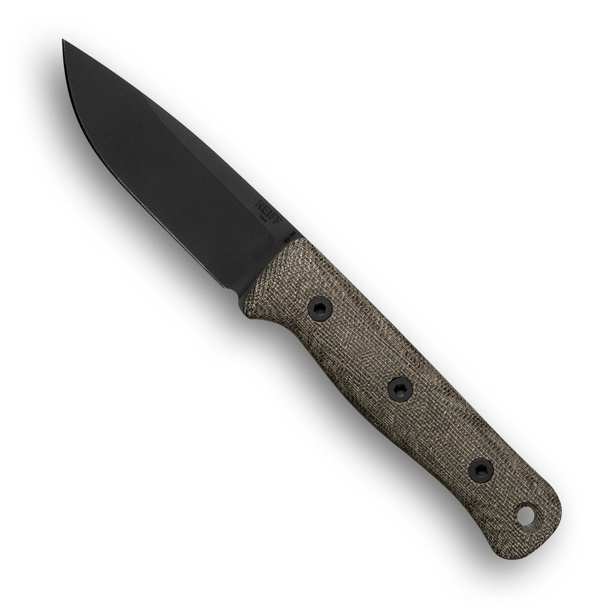 F4 GEN2 Bushcraft Survival Knife (CPM 3V, Black DLC, Green Canvas Micarta)