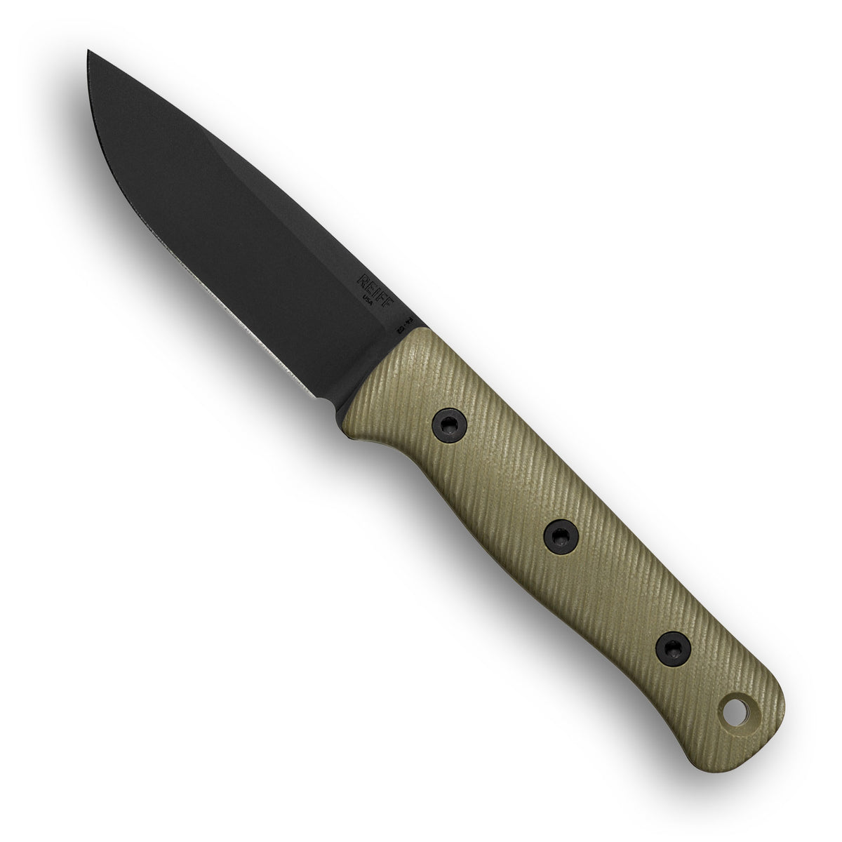 F4 GEN2 Bushcraft Survival Knife (CPM 3V, Black DLC, OD Green G10)