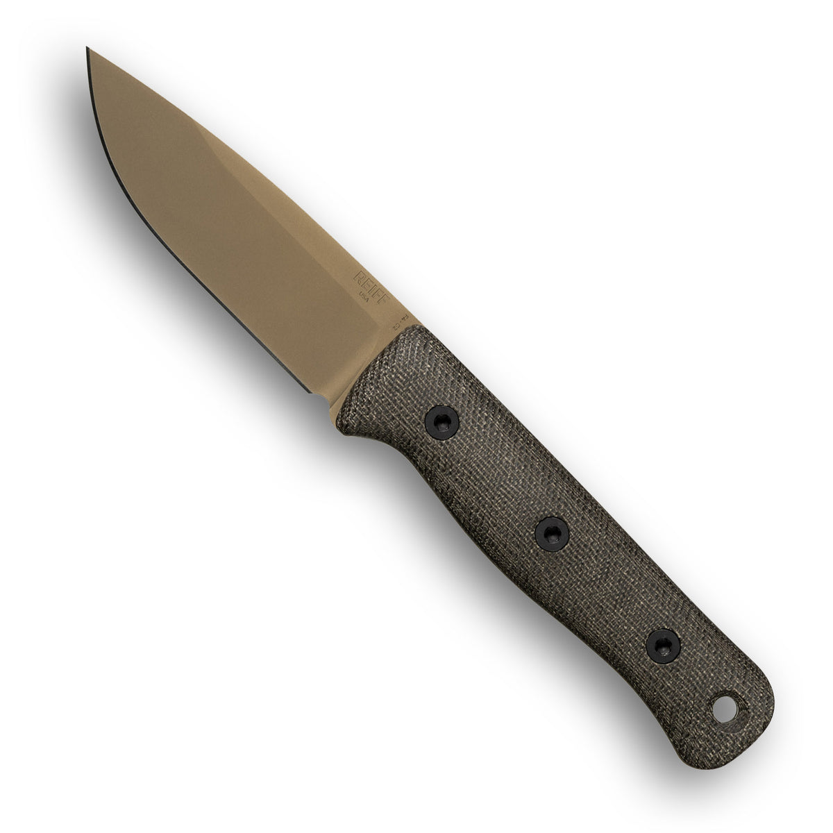 F4 GEN2 Bushcraft Survival Knife (CPM 3V, FDE PVD, Green Canvas Micarta)