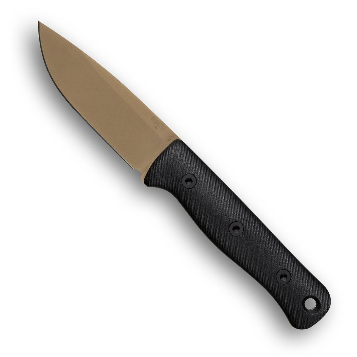 F4 GEN2 Bushcraft Survival Knife (CPM 3V, FDE PVD, Black G10)