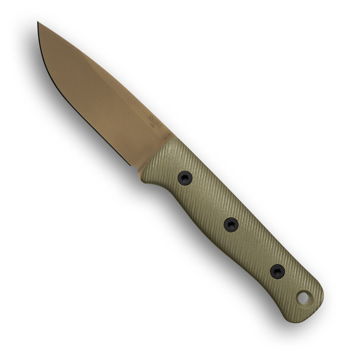 F4 GEN2 Bushcraft Survival Knife (CPM 3V, FDE PVD, OD Green G10)