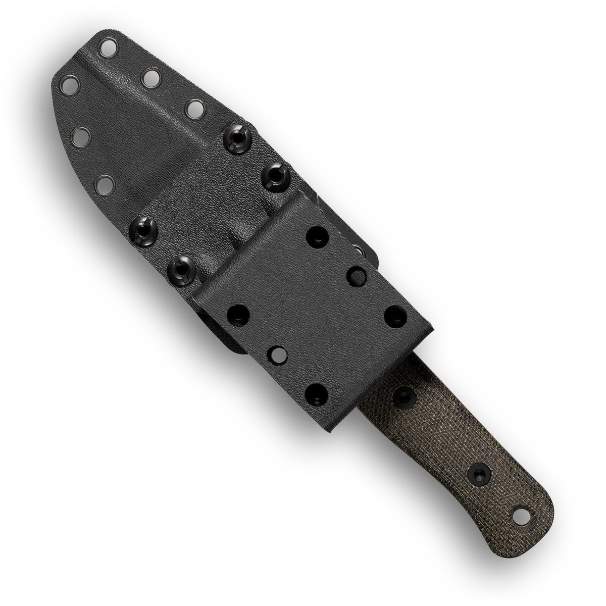F4 GEN2 Bushcraft Survival Knife (CPM 3V, Black DLC, Green Canvas Micarta)