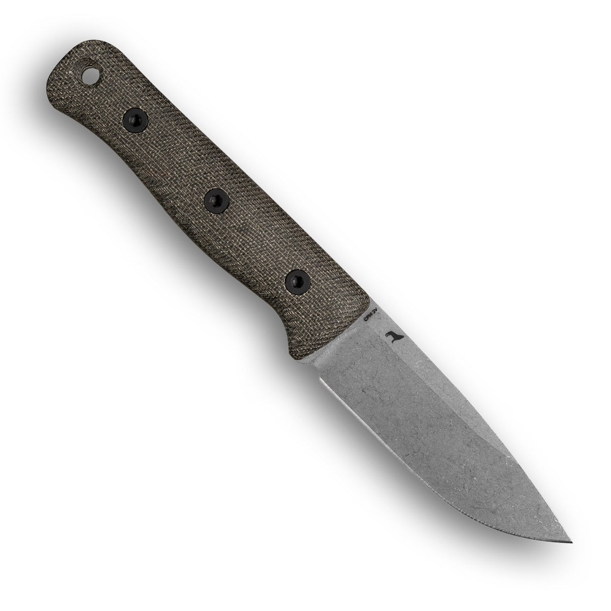 F4 GEN2 Bushcraft Survival Knife (CPM 3V, Stonewash, Green Canvas Micarta)
