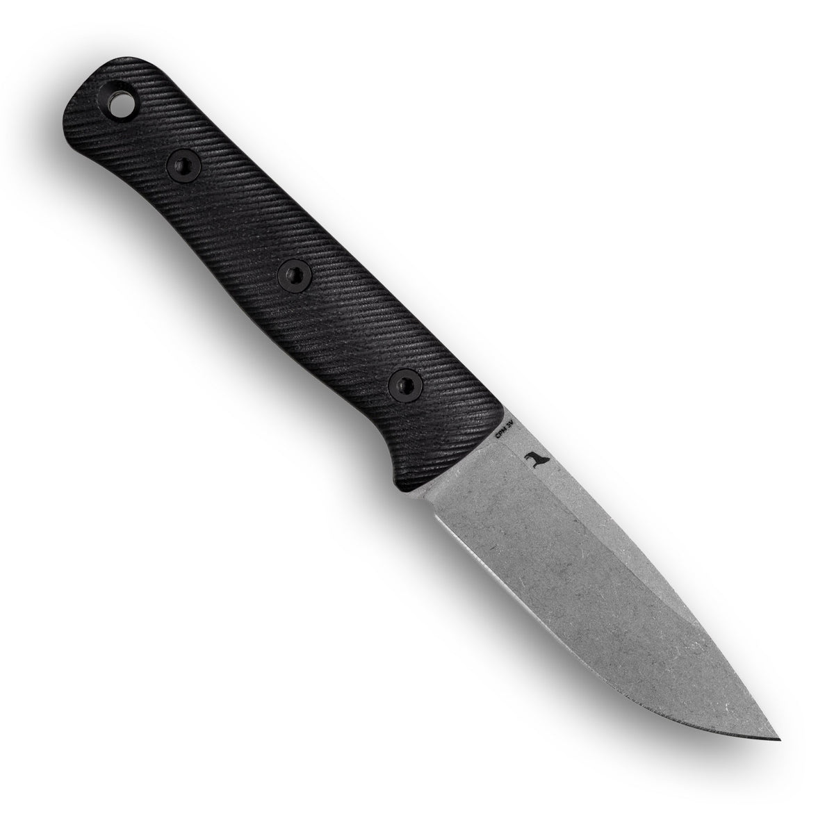 F4 GEN2 Bushcraft Survival Knife (CPM 3V, Stonewash, Black G10)