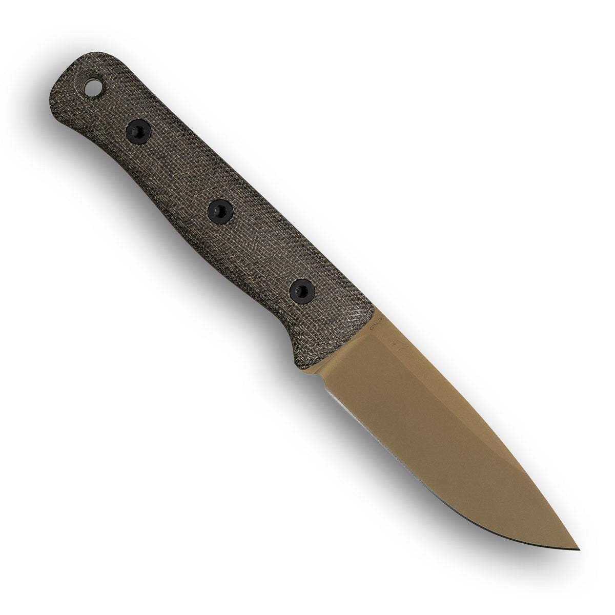 F4 GEN2 Bushcraft Survival Knife (CPM 3V, FDE PVD, Green Canvas Micarta)