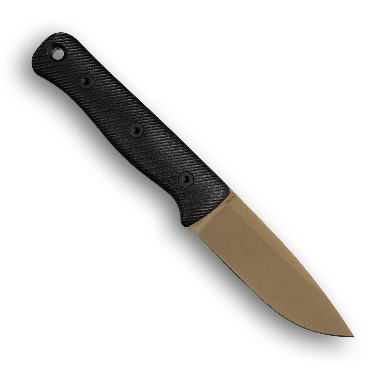 F4 GEN2 Bushcraft Survival Knife (CPM 3V, FDE PVD, Black G10)