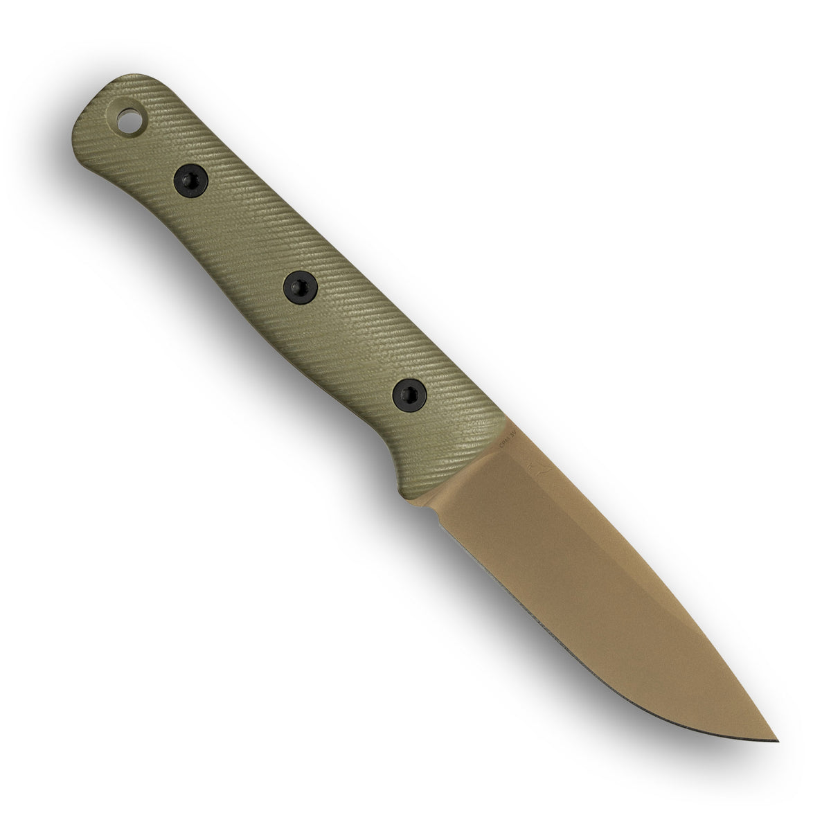 F4 GEN2 Bushcraft Survival Knife (CPM 3V, FDE PVD, OD Green G10)