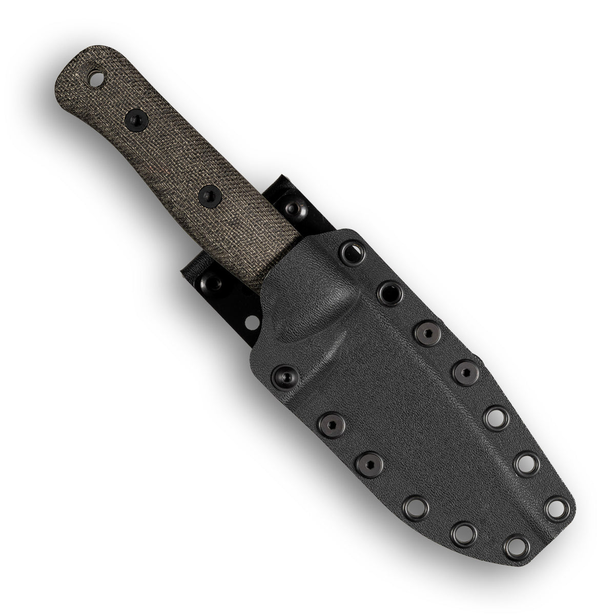 F4 GEN2 Bushcraft Survival Knife (CPM 3V, Black DLC, Green Canvas Micarta)