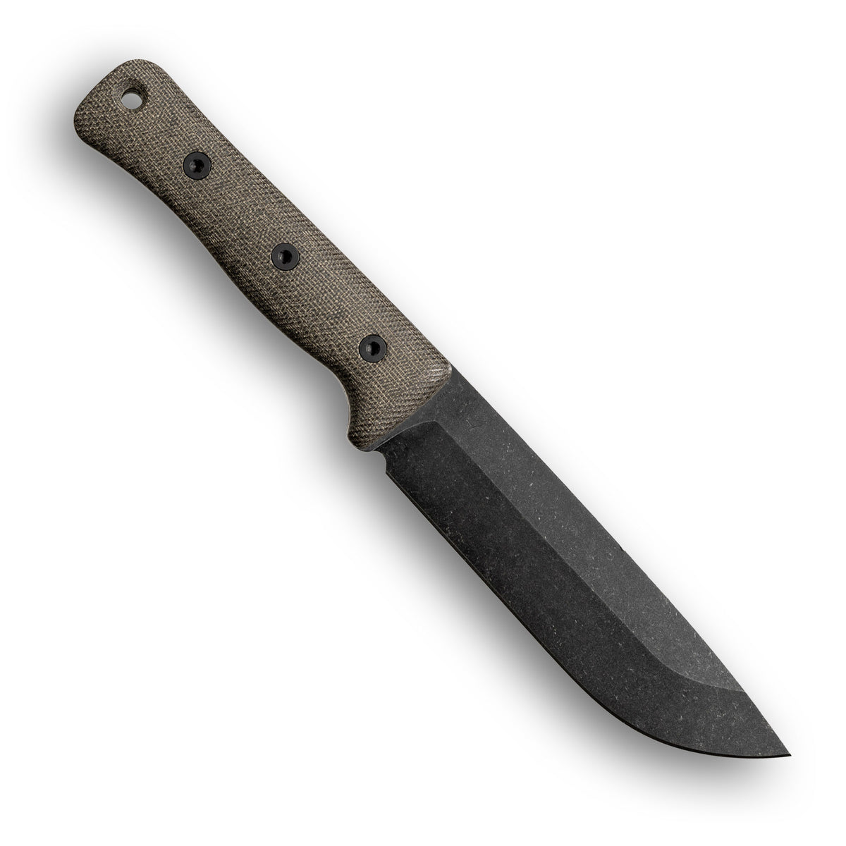 F6 GEN2 Leuku Survival Knife (CPM 3V, Stonewashed DLC, Green Canvas Micarta)