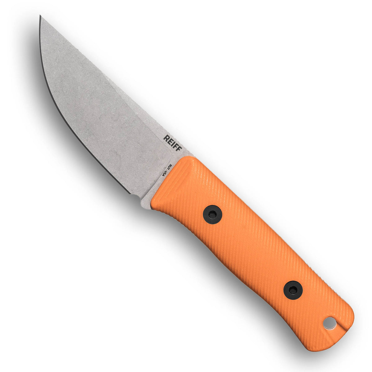 RUT Fixed Blade Hunting Knife (MagnaCut, Stonewash, Orange G10)
