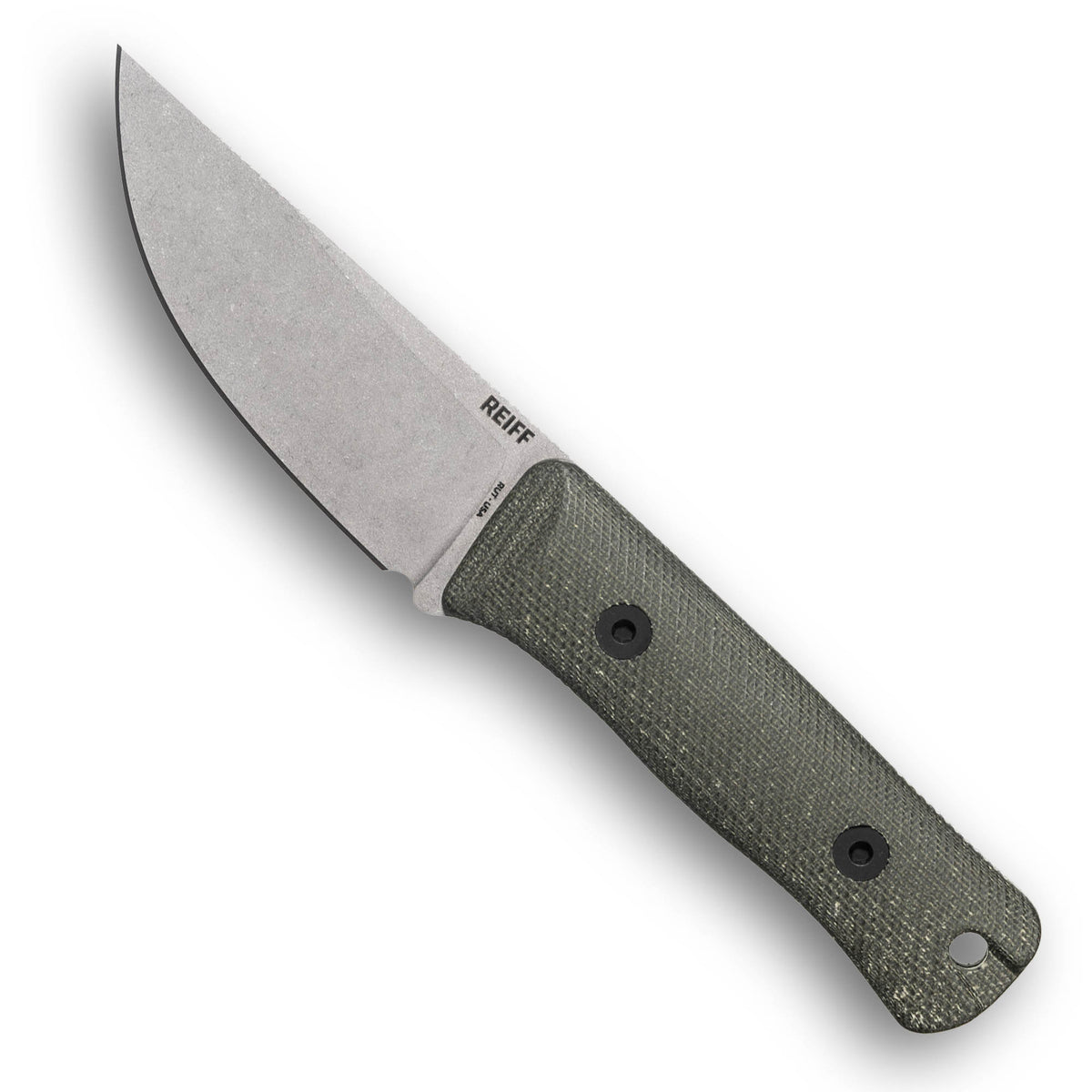 RUT Fixed Blade Hunting Knife (MagnaCut, Stonewash, Green Canvas Micarta)