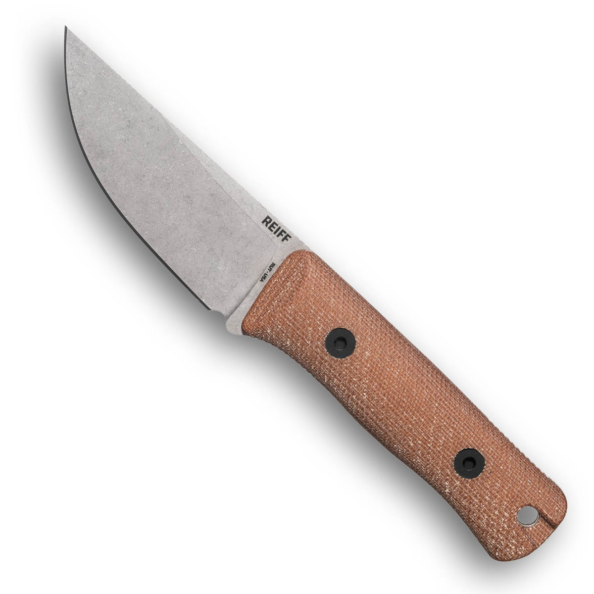 RUT Fixed Blade Hunting Knife (MagnaCut, Stonewash, Natural Canvas Micarta)