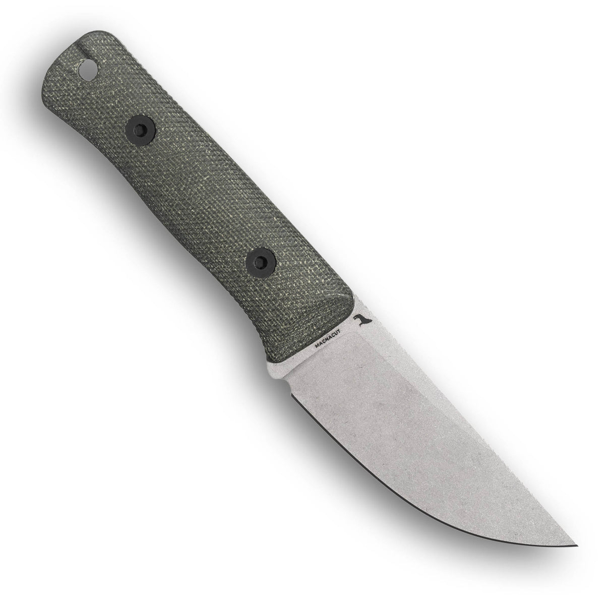 RUT Fixed Blade Hunting Knife (MagnaCut, Stonewash, Green Canvas Micarta)