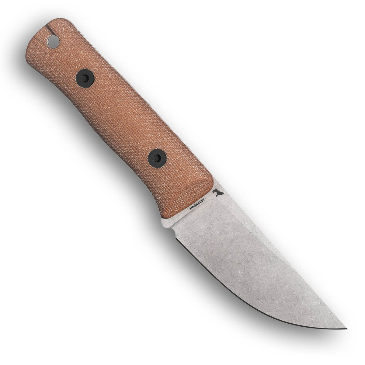 RUT Fixed Blade Hunting Knife (MagnaCut, Stonewash, Natural Canvas Micarta)