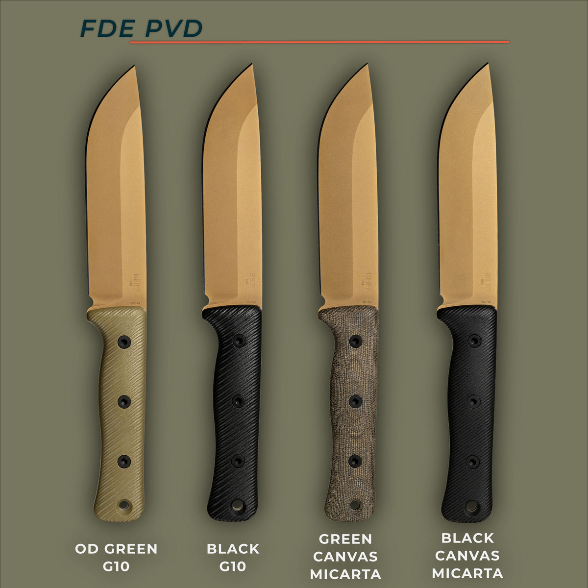 F6 GEN2 Leuku Survival Knife (CPM 3V, FDE PVD, Green Canvas Micarta)