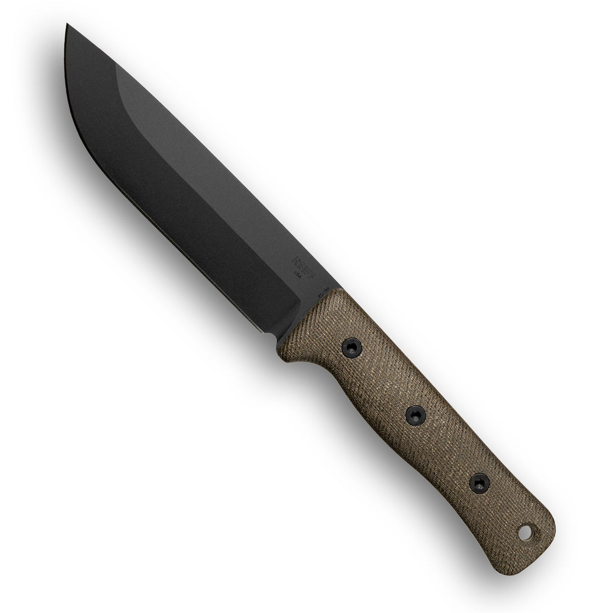 F6 GEN2 Leuku Survival Knife (CPM 3V, Black DLC, Green Canvas Micarta)