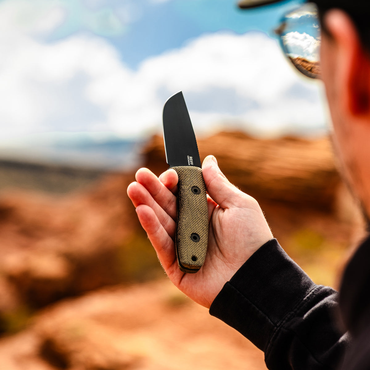 BLEM Circadian Clip Point EDC Fixed Blade Knife (CPM MagnaCut, Black Cerakote, Green Canvas Micarta)