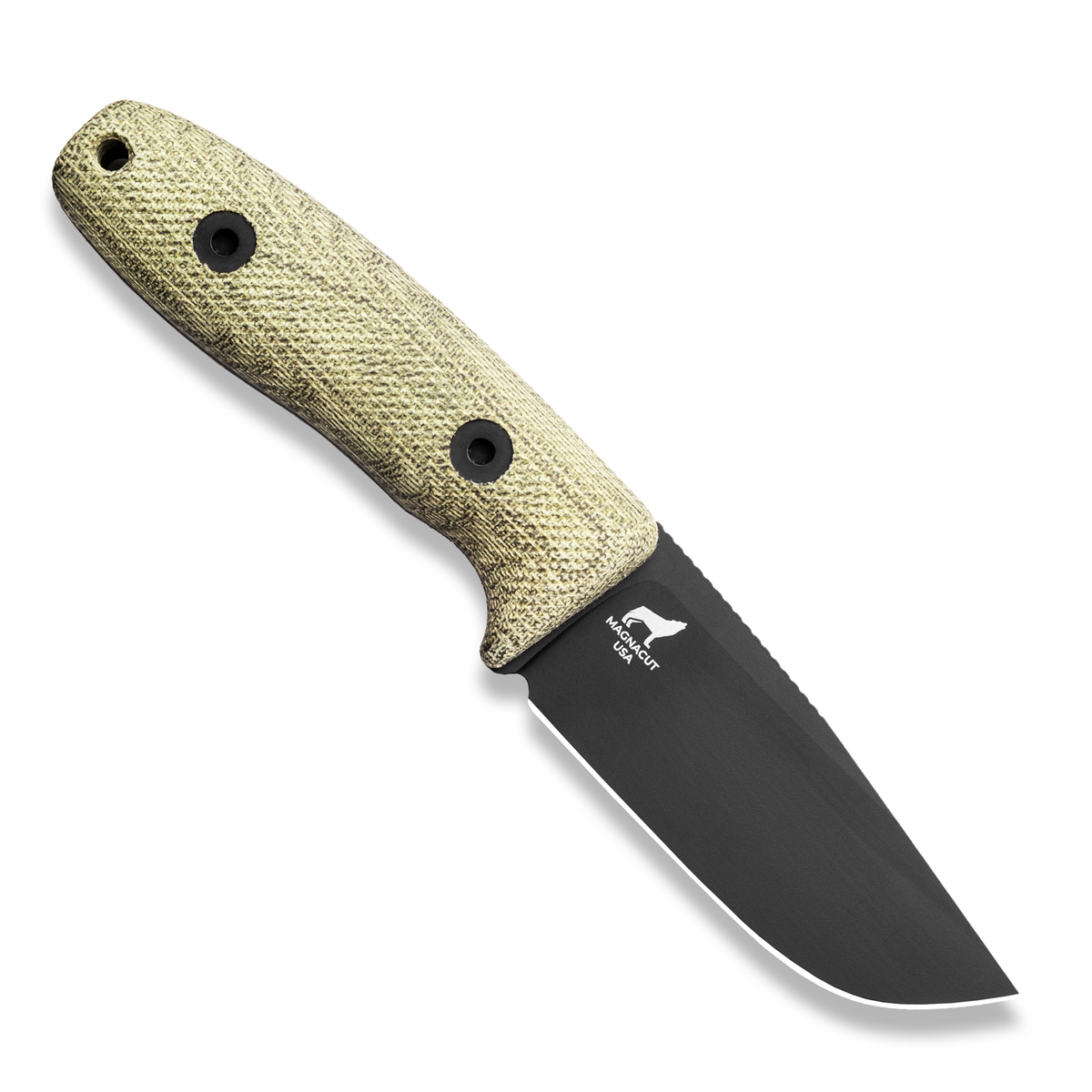 BLEM Circadian Clip Point EDC Fixed Blade Knife (CPM MagnaCut, Black Cerakote, Green Canvas Micarta)