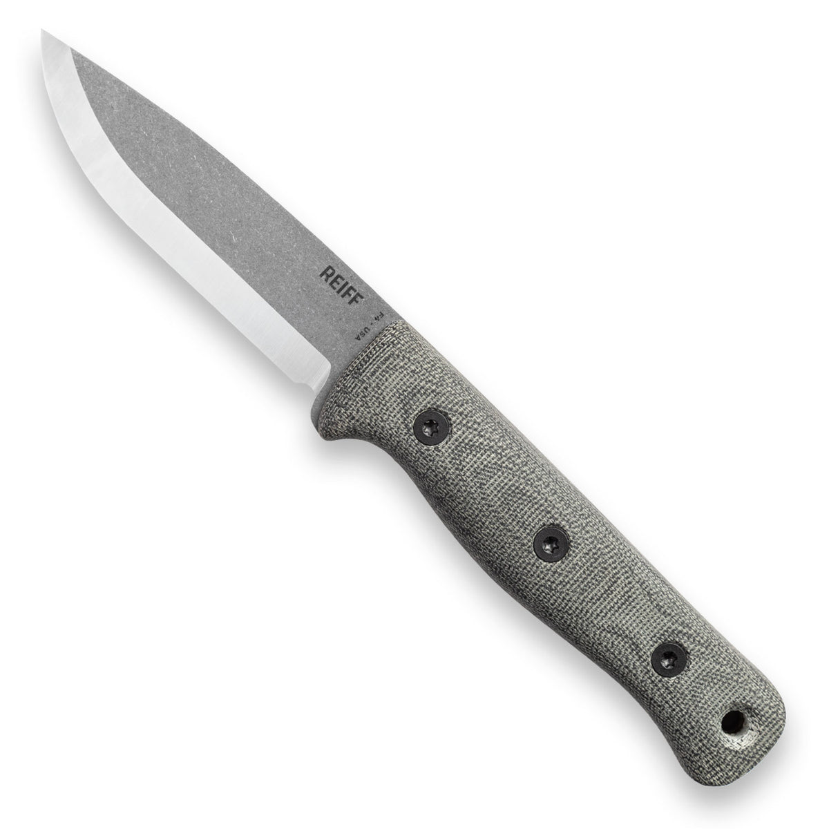 F4 Scandi Bushcraft Knife (Acid Stonewashed CPM 3V, Black Canvas Micarta)