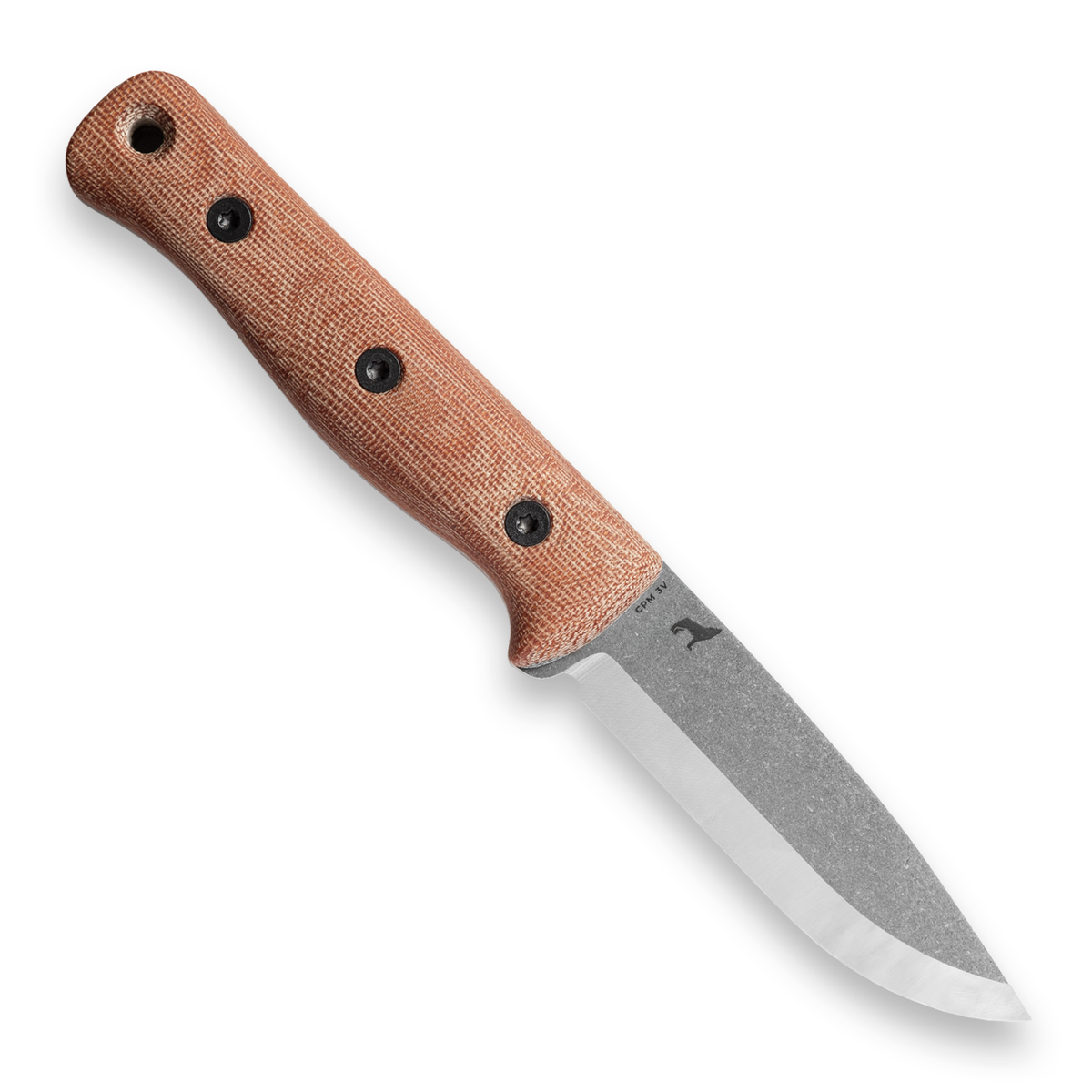 F4 Scandi Bushcraft Knife (Acid Stonewashed CPM 3V, Natural Canvas Micarta)