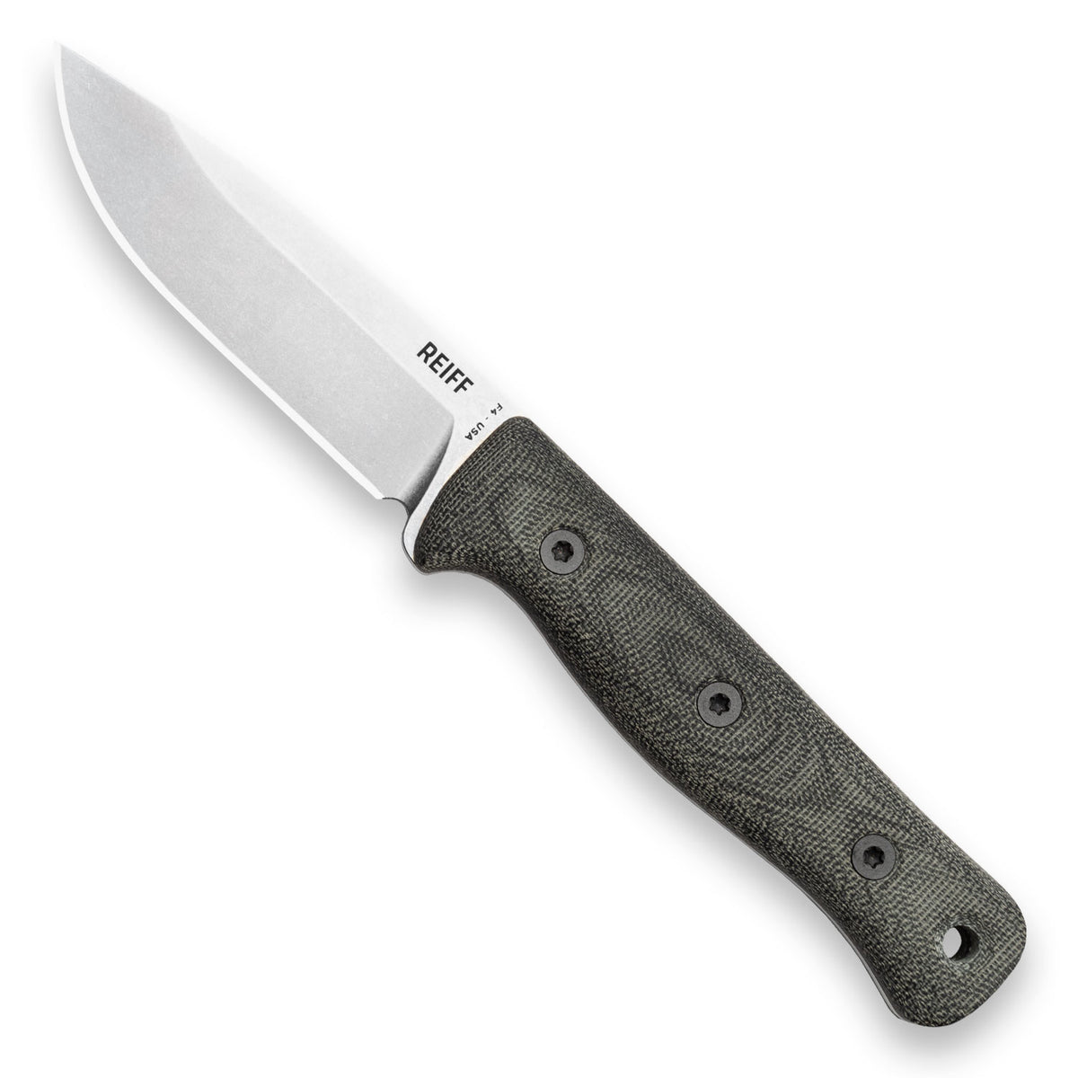 BLEM F4 Bushcraft Survival Knife (Polished Stonewash MagnaCut, Black Canvas Micarta)