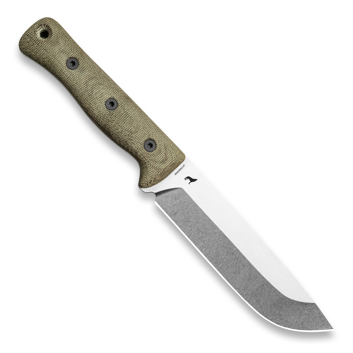 F6 Leuku Survival Knife (CPM MagnaCut, Polished Stonewash, Green Canvas Micarta)
