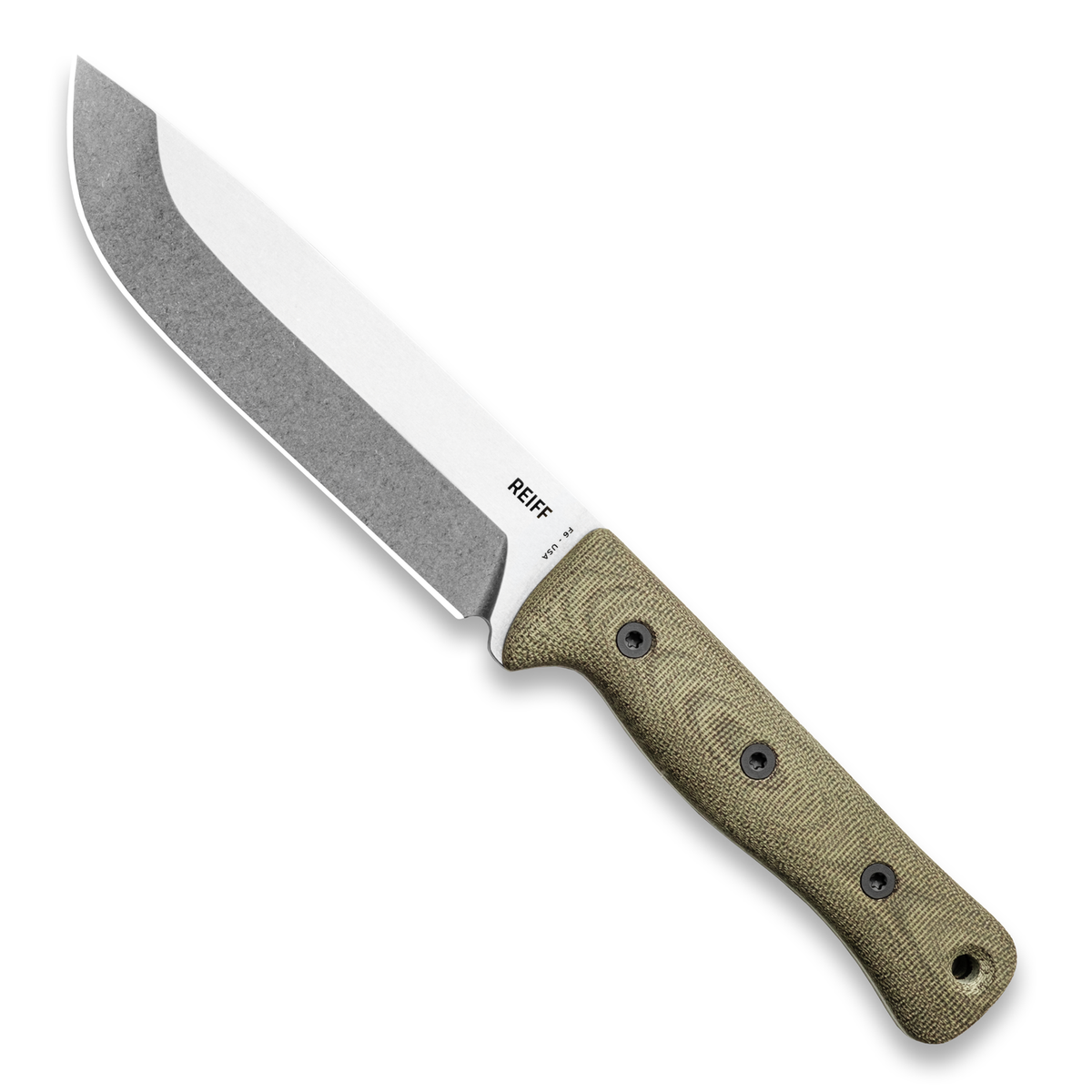 F6 Leuku Survival Knife (CPM MagnaCut, Polished Stonewash, Green Canvas Micarta)