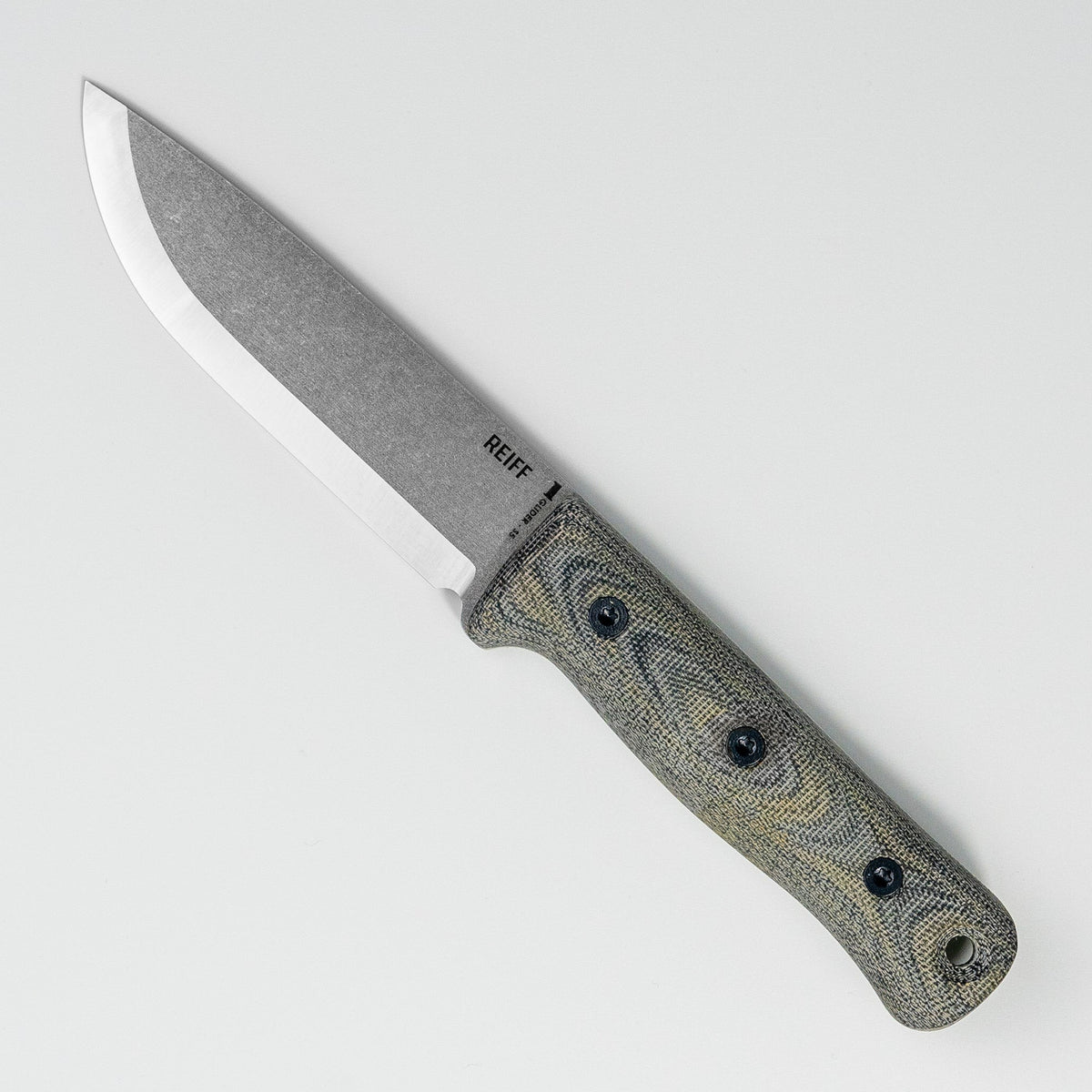 S5 Glider Bushcraft Knife (Acid Stonewashed CPM 3V, Green &amp; Black Canvas Micarta)