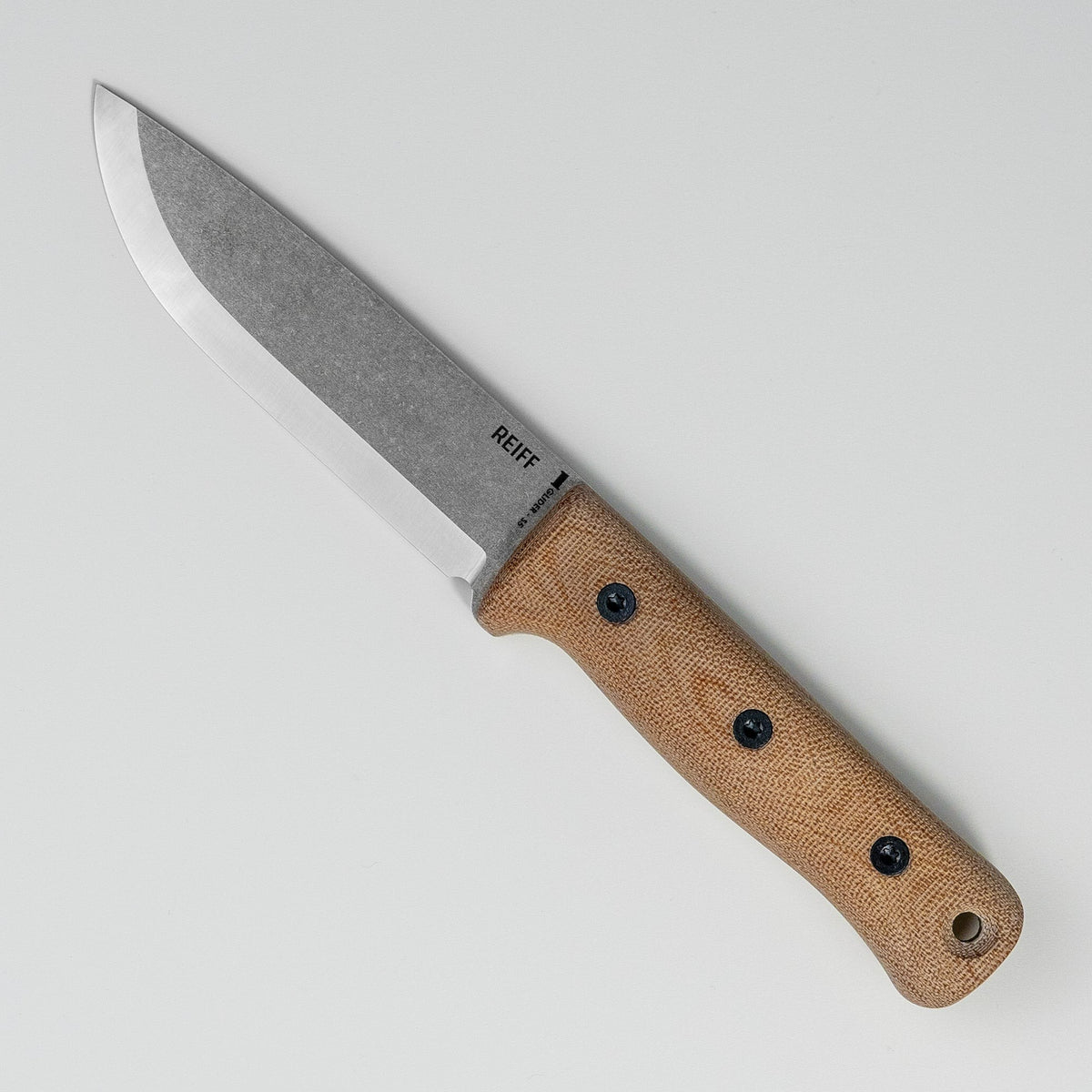 S5 Glider Bushcraft Knife (Acid Stonewashed CPM 3V, Natural Canvas Micarta)